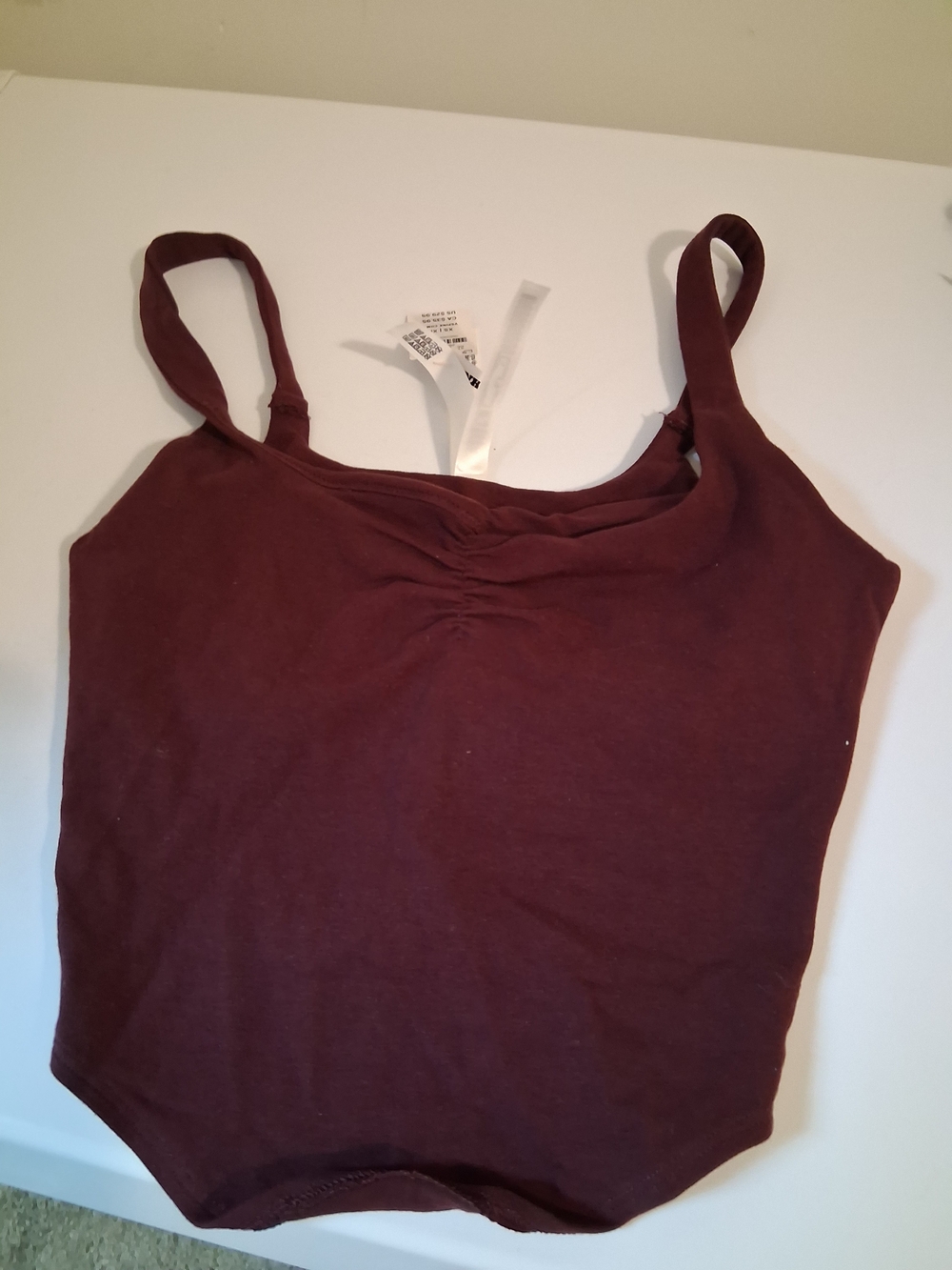 PINK Victoria's Secret Burgundy Ruched Front Camisole